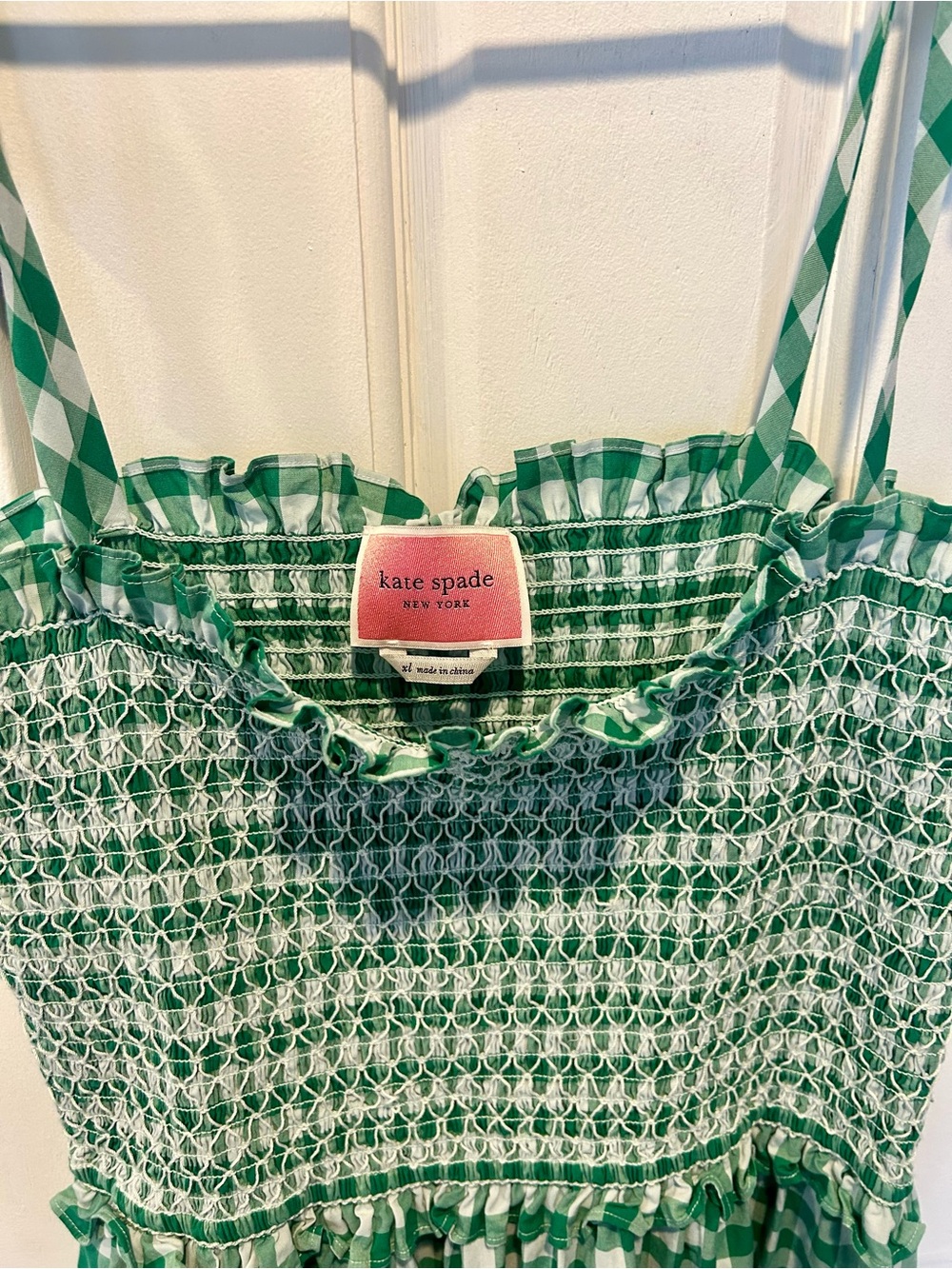 kate spade Green Gingham Smocked Sundress - Picture 2 of 4